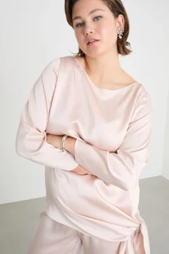 Blusa con nodo laterale - Rosa