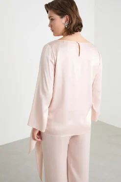 Blusa con nodo laterale - Rosa