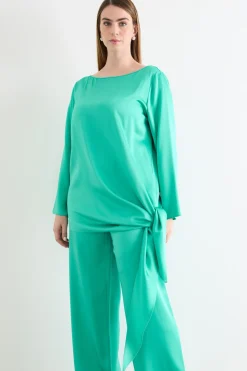 Blusa con nodo laterale - Verde