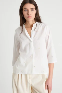 Blusa con paillettes - Bianco