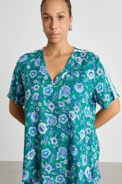 Blusa con passamaneria crochet - Verde Blu