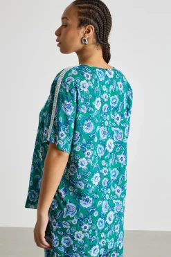 Blusa con passamaneria crochet - Verde Blu