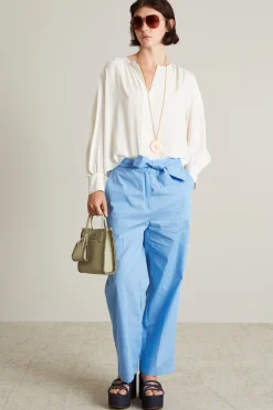 Blusa con piega ribattuta - Bianco