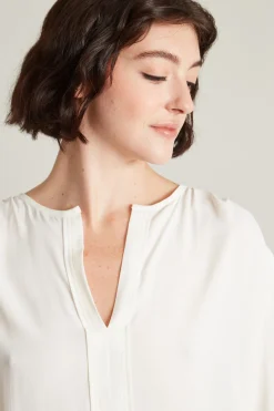Blusa con piega ribattuta - Bianco