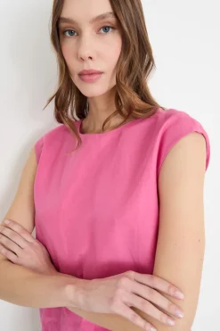 Blusa con retro a contrasto - Rosa