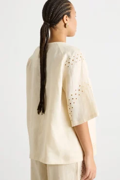 Blusa con ricami - Avorio