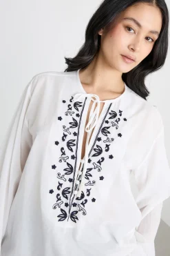 Blusa con ricamo di perline - Bianco