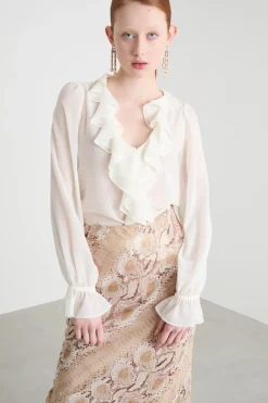 Blusa con rouche - Avorio