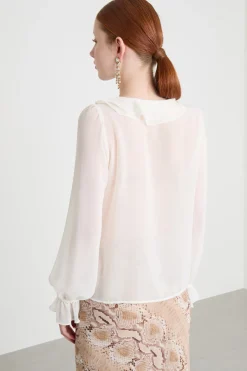Blusa con rouche - Avorio