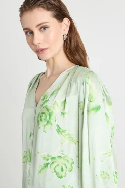 Blusa con scollo a V - Verde