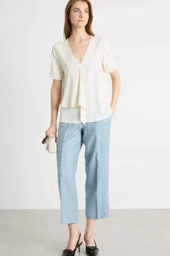 Blusa con volant asimmetrico - Bianco