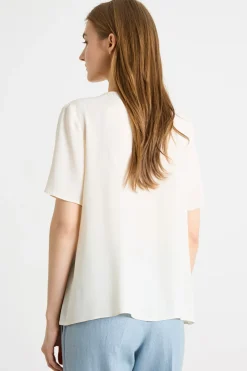 Blusa con volant asimmetrico - Bianco