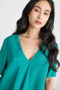 Blusa con volant asimmetrico - Verde