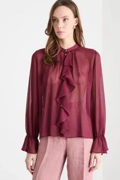 Blusa con volant - Bordeaux
