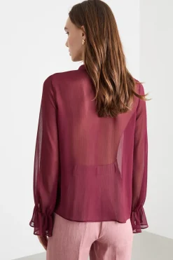 Blusa con volant - Bordeaux