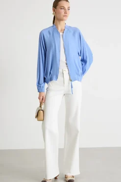 Blusa con zip - Azzurro