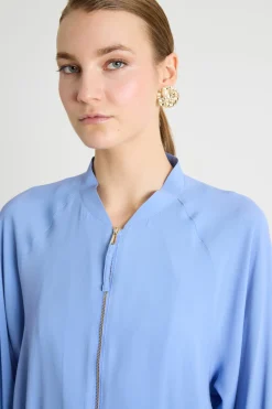 Blusa con zip - Azzurro