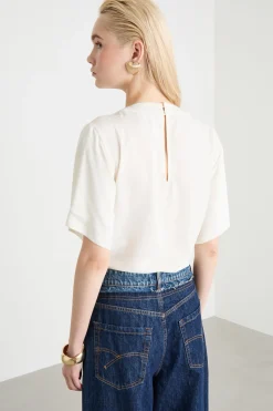 Blusa crop con nodo - Bianco