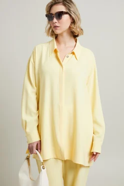 Blusa dritta in cady - Giallo