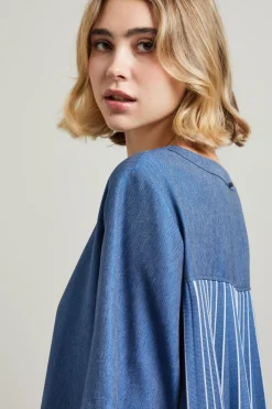 Blusa effetto denim - Blu
