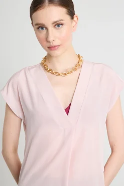 Blusa fluida con scollo a V - Rosa