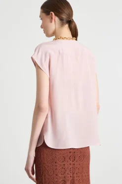 Blusa fluida con scollo a V - Rosa