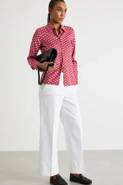 Blusa fluida con stampa - Rosso Bianco
