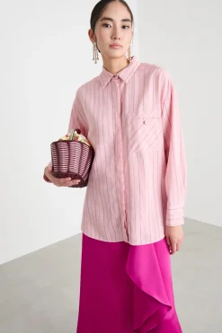 Blusa fluida con taschino - Rosa