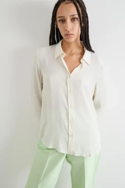 Blusa fluida in crepe de chine - Bianco