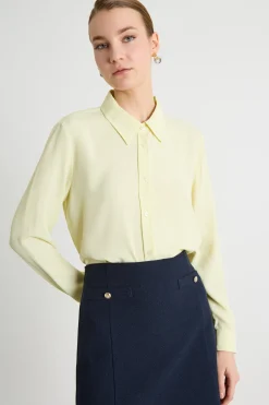 Blusa fluida in crepe de chine - Giallo