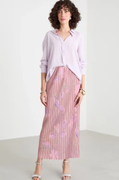 Blusa fluida in crepe de chine - Lilla