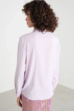 Blusa fluida in crepe de chine - Lilla
