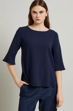 Blusa fluida in enver satin - Blu