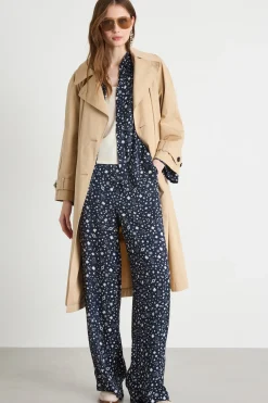 Blusa fluida in tessuto stampato - Blu