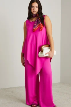 Blusa in cady asimmetrica - Fucsia