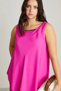 Blusa in cady asimmetrica - Fucsia