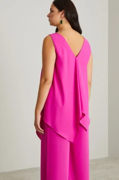 Blusa in cady asimmetrica - Fucsia