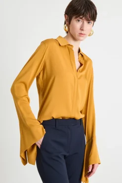 Blusa in charmeuse di seta - Arancione
