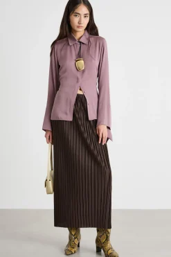 Blusa in charmeuse di seta - Lilla