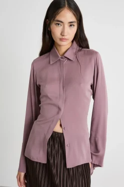 Blusa in charmeuse di seta - Lilla