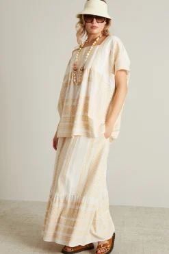 Blusa in cotone - Bianco Beige