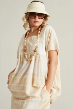 Blusa in cotone - Bianco Beige