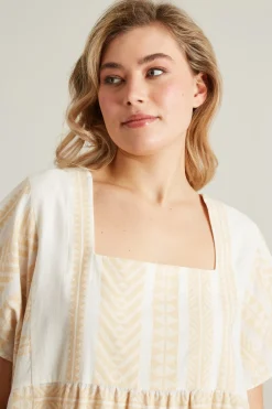 Blusa in cotone - Bianco Beige