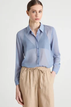 Blusa in crepe - Azzurro