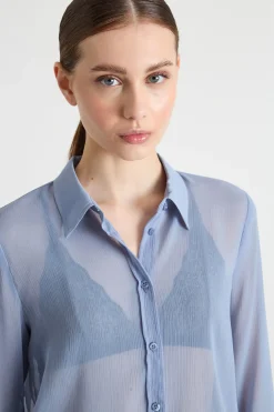 Blusa in crepe - Azzurro