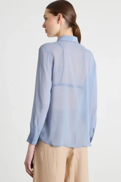 Blusa in crepe - Azzurro