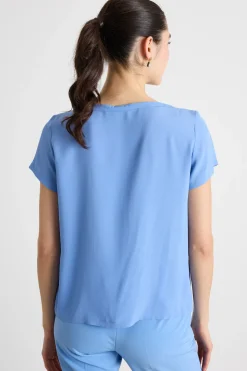 Blusa in crepe - Azzurro