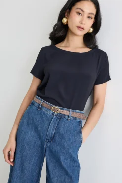 Blusa in crepe - Blu