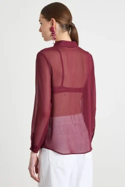 Blusa in crepe - Bordeaux