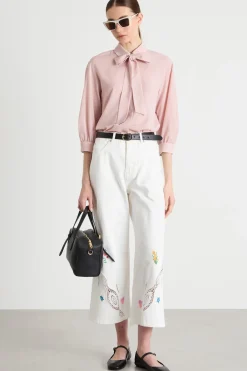 Blusa in crepe con foulard - Rosa